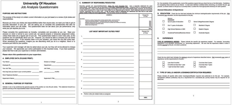 Sample Job Analysis Questionnaire